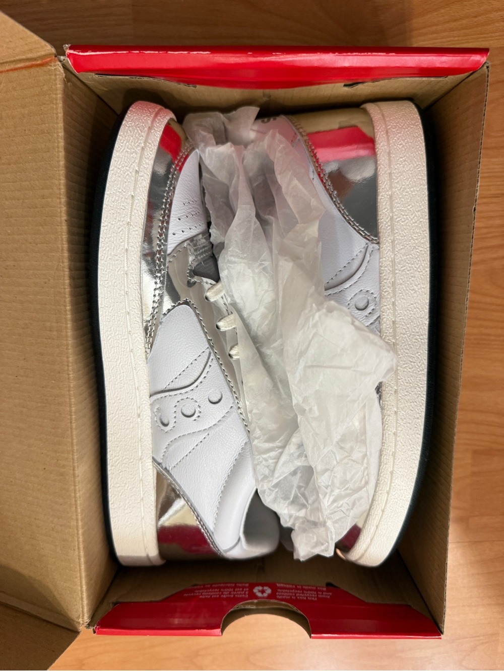 Saucony Jazz Court Womenโs Sneakers White Silver Size 7.5